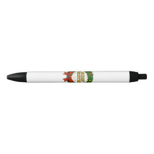 Golden Christmas Wreath – Festive Red Green Gold H Black Ink Pen