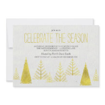 Golden ChristmasTrees - Christmas Party Invitation