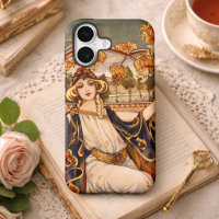 Golden Chrysanthemum Muse – Art Nouveau Floral 