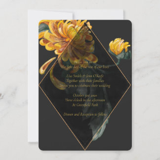 Golden Chrysanthemum Painted Wedding Invitations