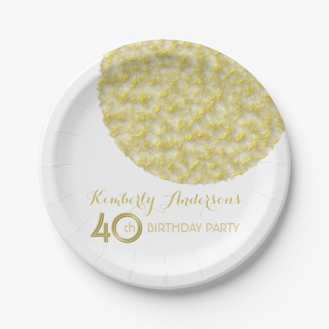 Golden Circle 40th Birthday Party Paper Plates (Front)