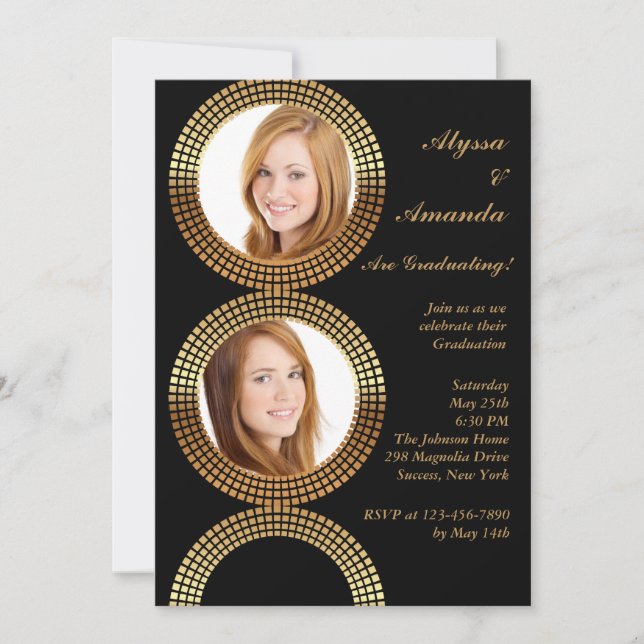 Golden Circle Frames Photo Invitation (Front)