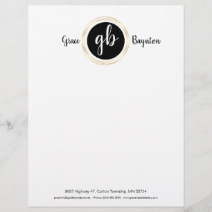 Golden circle, monogram logo custom letterhead