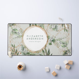 Golden Circles Eucalyptus Elegant Green Big Mouse Desk Mat
