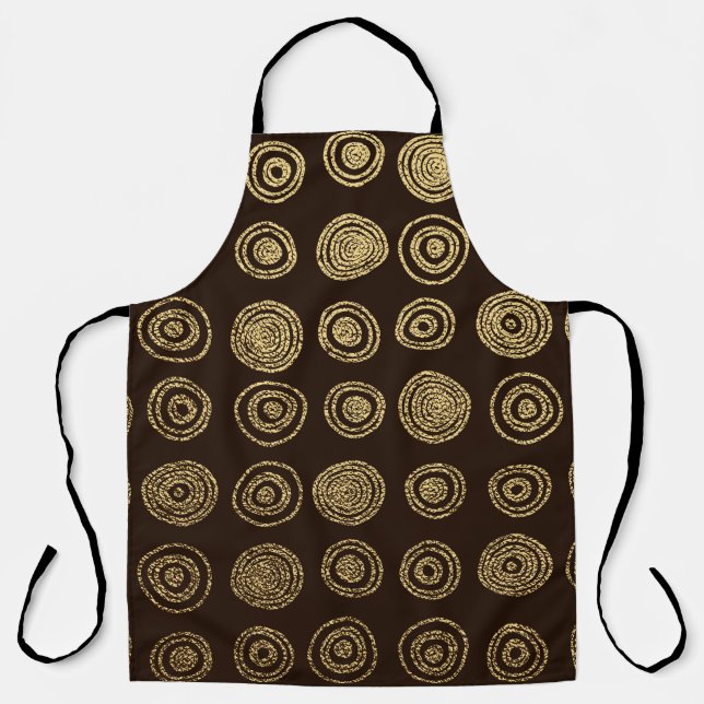 Golden Circles: Hand Drawn Pattern Apron (Front)