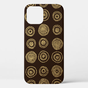 Golden Circles: Hand Drawn Pattern iPhone 12 Case