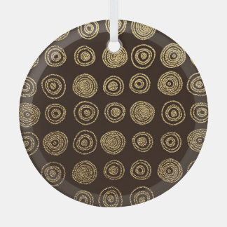 Golden Circles: Hand Drawn Pattern Glass Tree Decoration