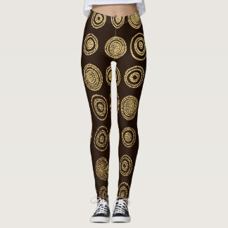 Golden Circles: Hand Drawn Pattern Leggings