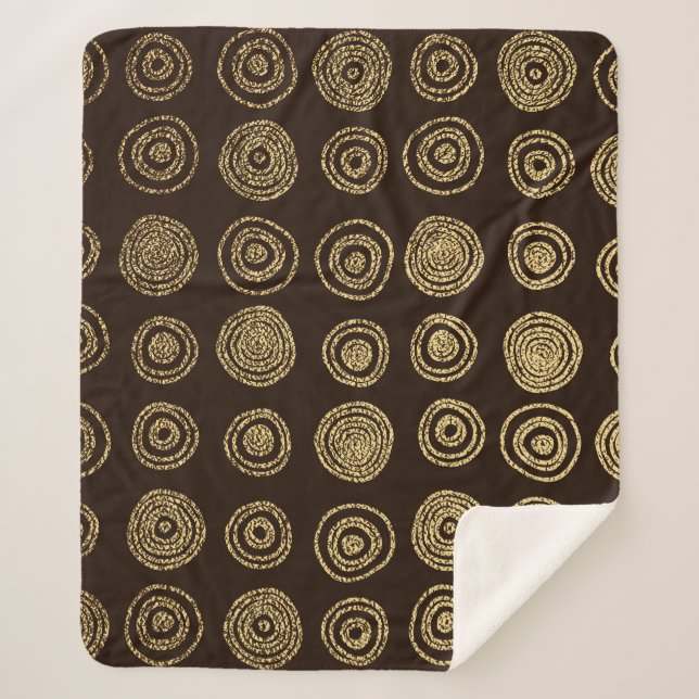 Golden Circles: Hand Drawn Pattern Sherpa Blanket (Front)