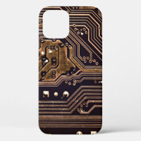 Golden circuit board. Electronic computer hardware