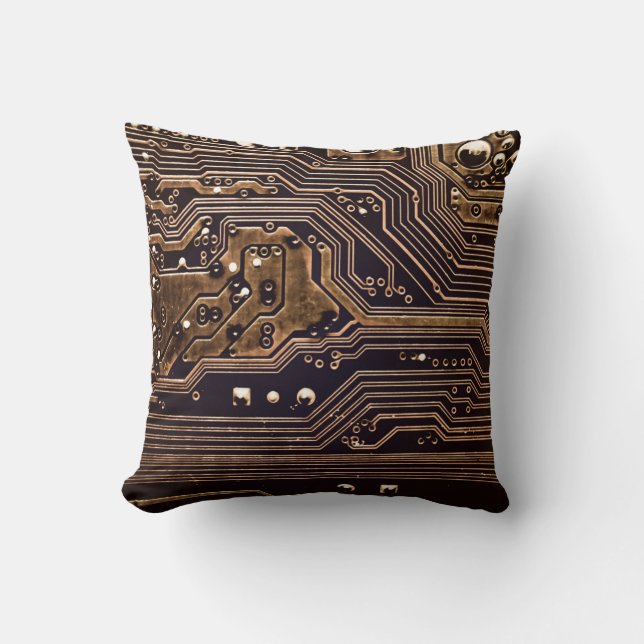 Golden circuit board. Electronic computer hardware Cushion (Front)