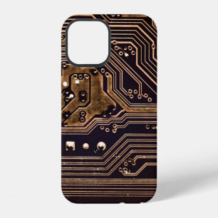 Golden circuit board. Electronic computer hardware iPhone 12 Case