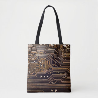 Golden circuit board. Electronic computer hardware Tote Bag