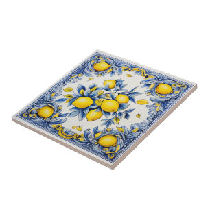🍋 Golden Citrus Elegance Ceramic Tile