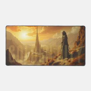 Golden City Futuristic Sci Fi Fantasy Art Desk Mat