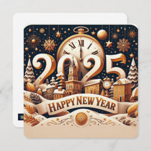 Golden Cityscape Countdown Holiday Card