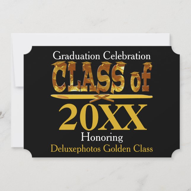 Golden Class of Year Grads Celebration Invite (Front)