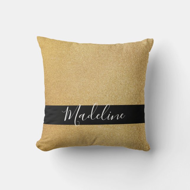 golden Classic Black Sash Custom Name Cushion (Front)
