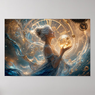 Golden Clockwork Reverie Fantasy Poster