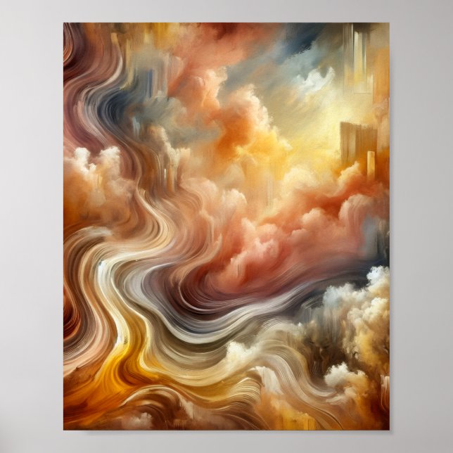  Golden Cloud Flow Abstract Surreal Energy Poster (Front)