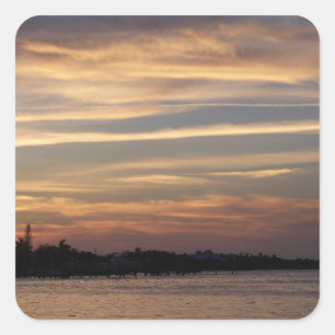 Golden cloudy Florida Keys Sunset Square Sticker