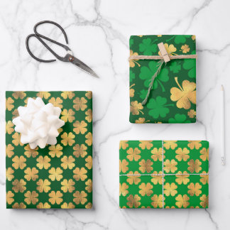 Golden Clover Charm 🍀 Wrapping Paper Sheet