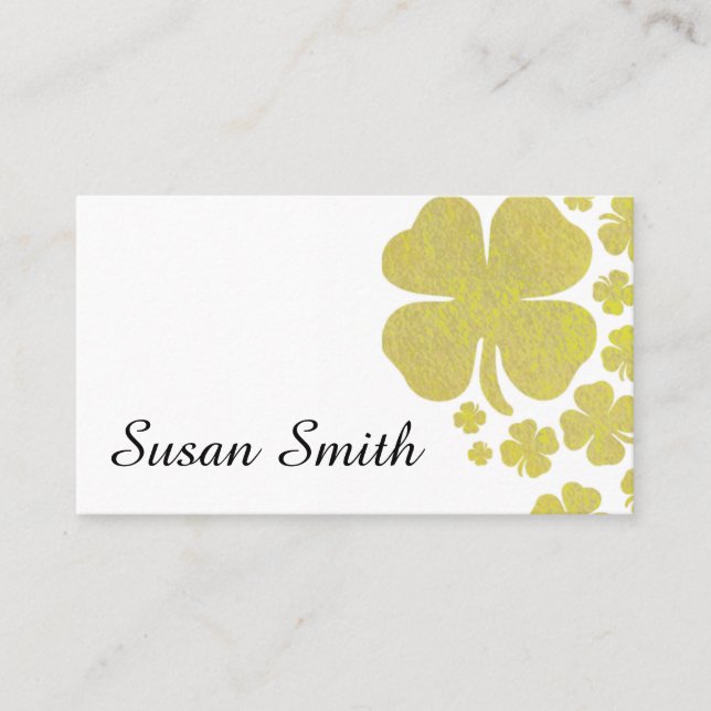 Golden Clover Shamrock Business Card (Front)