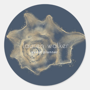 golden coastal elegant monogram classic round stic sticker