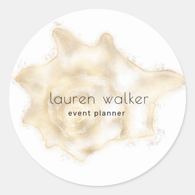 golden coastal elegant monogram classic round sticker (Front)