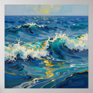 Golden Coastal Flow Poster