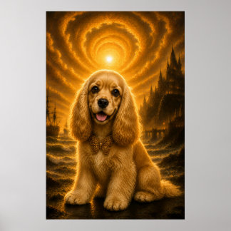 Golden Cocker Spaniel Butterfly Fantasy Art Print