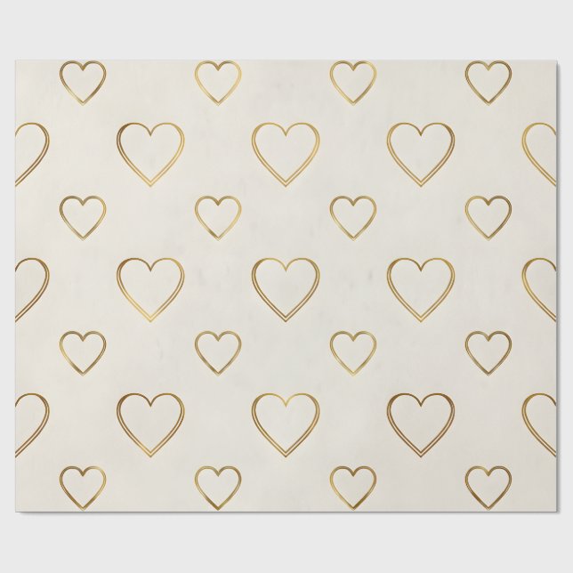 Golden color heart wrapping paper (Flat)