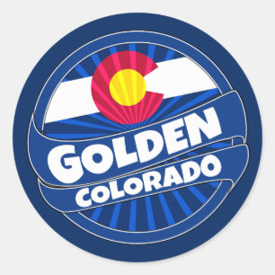 Golden Colorado flag burst stickers