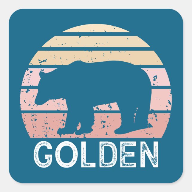 Golden Colorado Retro Bear Square Sticker (Front)