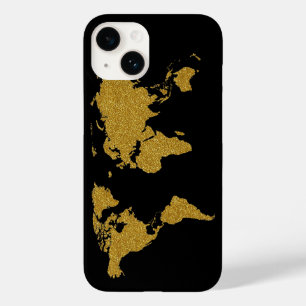 golden-colour map of Earth Case-Mate iPhone 14 Case