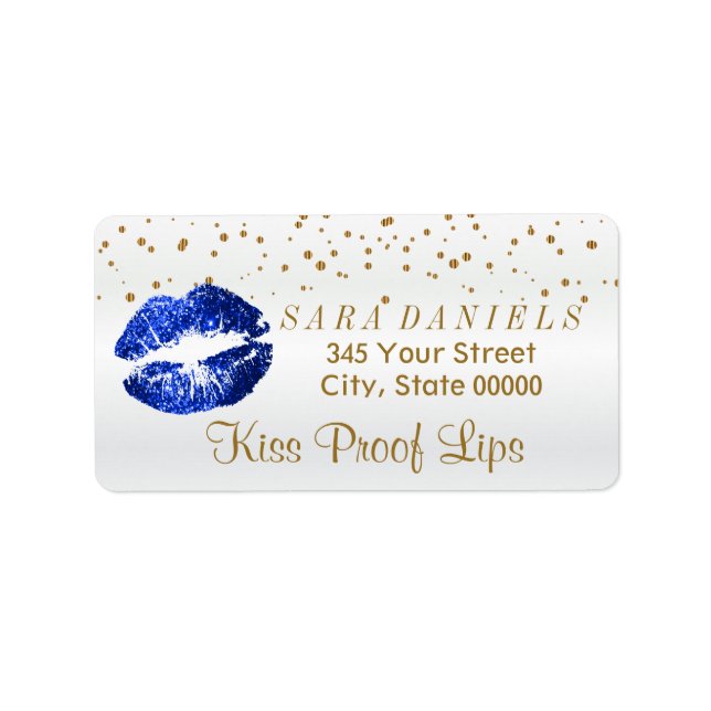 Golden Confetti & Blue Glitter Lips Label (Front)