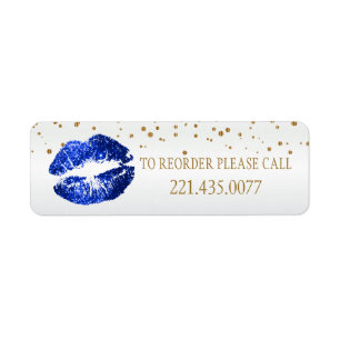 Golden Confetti & Blue Lips 2 - Reorder Return Address Label