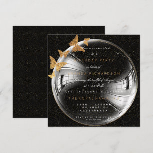 Golden Confetti Butterfly Birthday Bachelorette Invitation