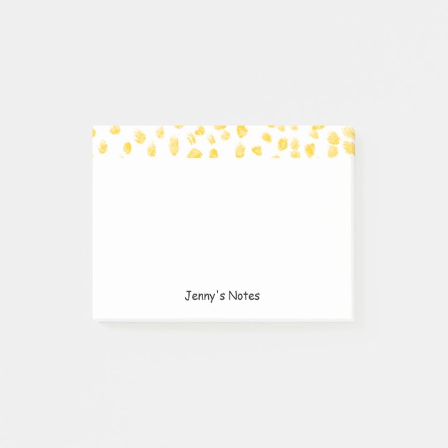 Golden Confetti Dots Pattern Chic Custom Name Post-it Notes (Front)