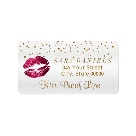 Golden Confetti & Hot Pink Lips Address Label