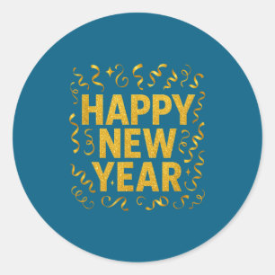 Golden Confetti - New Year's Eve Happy New Year  Classic Round Sticker