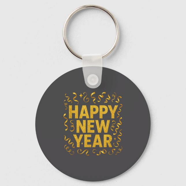 Golden Confetti - New Year's Eve Happy New Year  Key Ring (Front)
