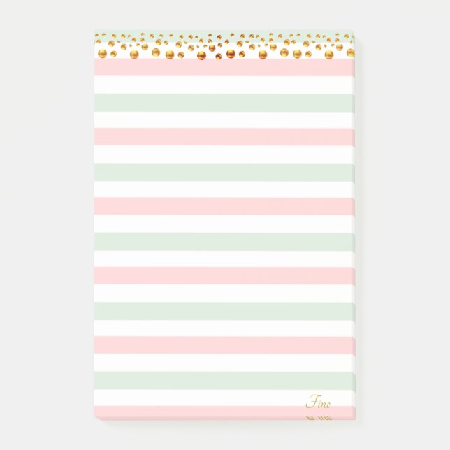 Golden Confetti & Pastel Colours Personalised Post-it Notes (Front)