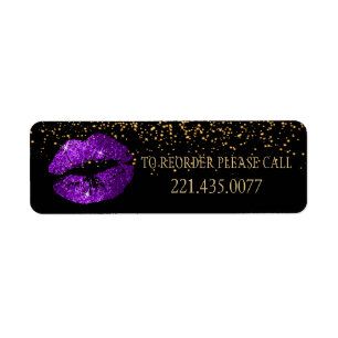 Golden Confetti & Purple Lips 2 - Reorder Return Address Label