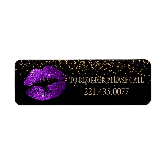 Golden Confetti & Purple Lips 2 - Reorder Return Address Label