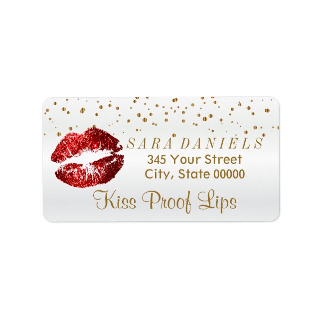 Golden Confetti & Red Glitter Lips Label (Front)