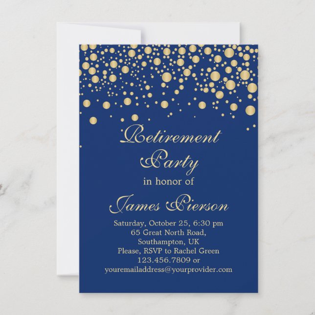 Golden confetti Retirement Party Invitation (Front)