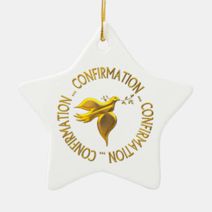 Golden Confirmation and Holy Spirit Ceramic Tree Decoration
