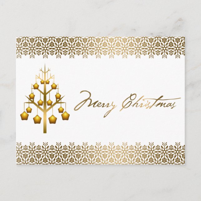 Golden Contemporary Christmas Holiday Postcard (Front)