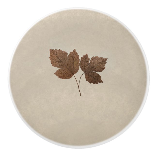 Golden Copper Fall Leaves Elegant Chic Decor Ceramic Knob (Front)